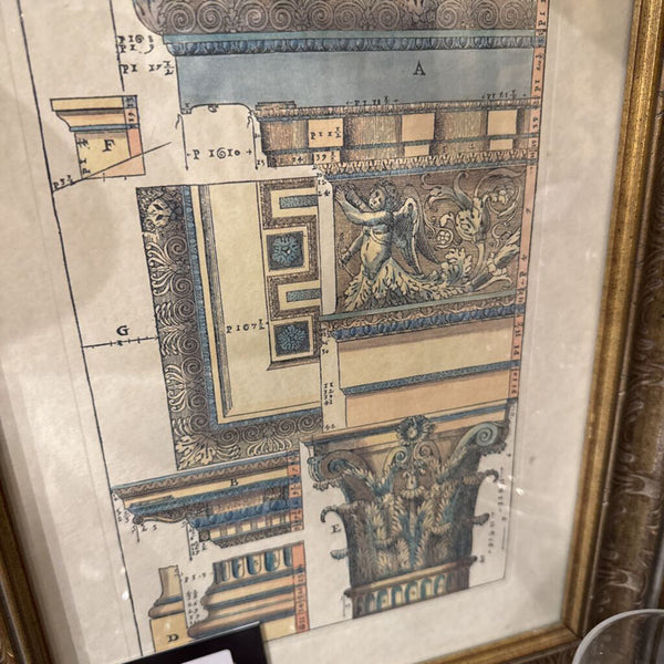 Framed Architectural Cherub Print 14x18