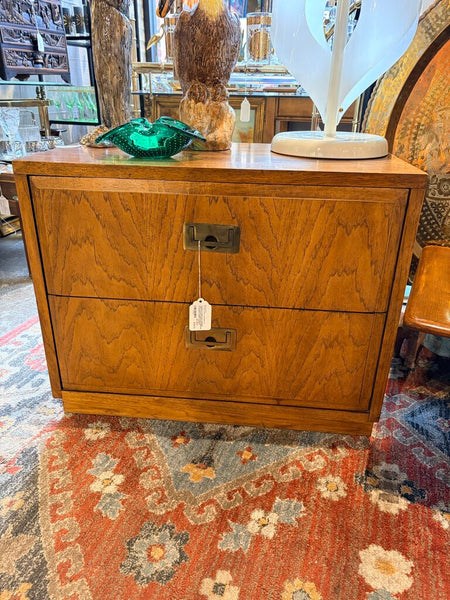 Fabulous vintage true campaign style 2 drawer nightstand 28x23x16 in excellent original condition