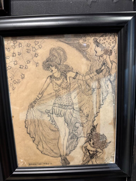 Framed Sketch "Helen of Troy" Josephine Morgano 1928 10x12
