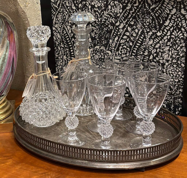 VINTAGE MORGANTOWN GOLF BALL CRYSTAL WINE GLASSES -SET OF 6 | 6.75"H X 3.25"W