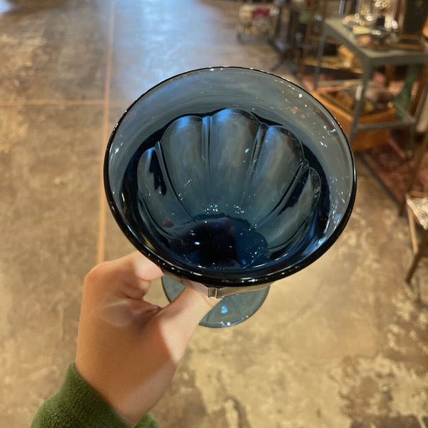 Vintage Noritake Provincial Dark Blue Glass Water Goblet - SET OF 6