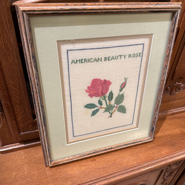 FRAMED ROSE 12x15 fiber art
