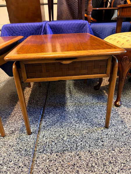 Matching pair of Lane Perception oak and walnut iconic floating top side tables designed by Warren Church made in 1965-for pick up only approx 30x22x20h