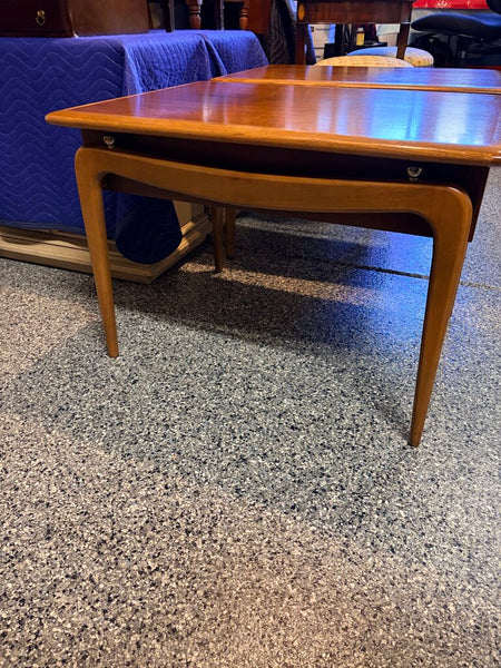 Matching pair of Lane Perception oak and walnut iconic floating top side tables designed by Warren Church made in 1965-for pick up only approx 30x22x20h