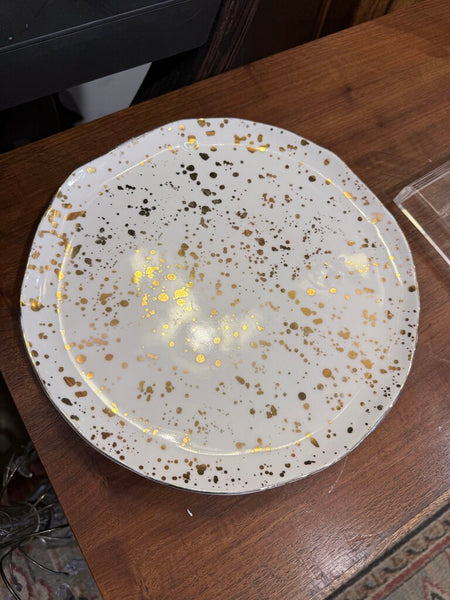 ANTHROPOLOGIE Mimira plate white gold splatter pattern (4)