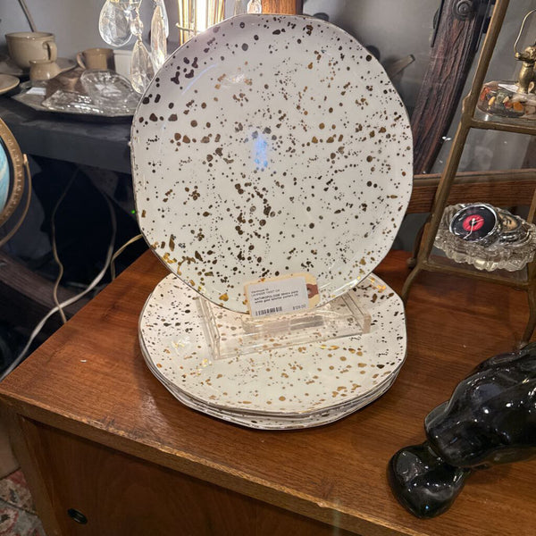 ANTHROPOLOGIE Mimira plate white gold splatter pattern (4)
