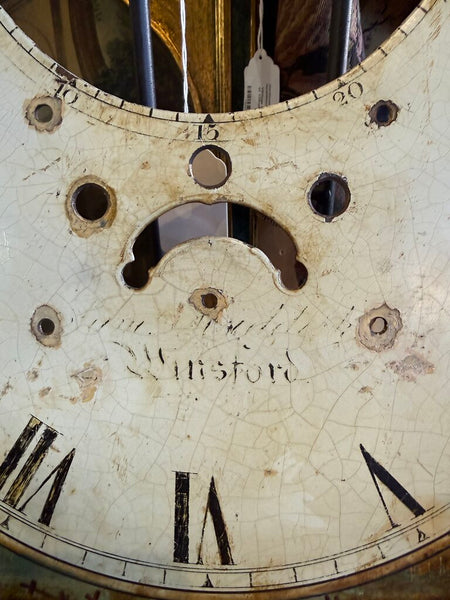 English Georgian Iron Steel Hand Painted with 4 Continents Clock Dial c. 1800 14x14