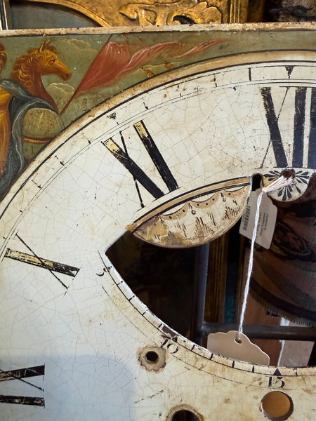 English Georgian Iron Steel Hand Painted with 4 Continents Clock Dial c. 1800 14x14