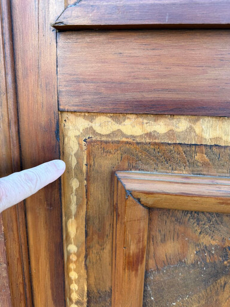 Vintage wood paneled screen as found