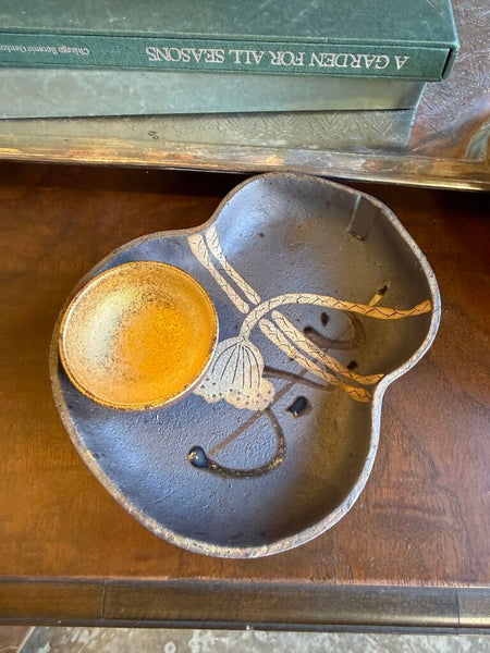 Vintage Japanese Plate with Small Gold Bowl - EACH