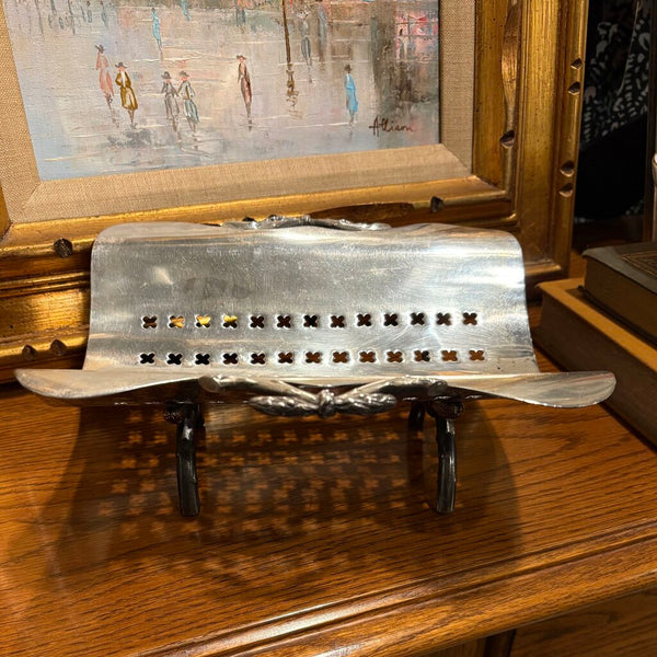 RARE VINTAGE SILVER PLATE ASPARAGUS FOOTED SERVER TRAY | 4" H X 8.75"W X 8"D