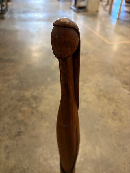 MCM signed folk art wooden female sculpture on marble base