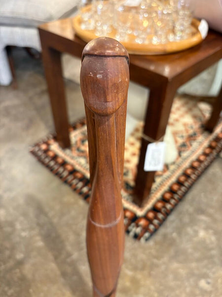MCM signed folk art wooden female sculpture on marble base