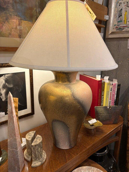 MCM oversized gilded RAKU ceramic table lamp-in store pick up only