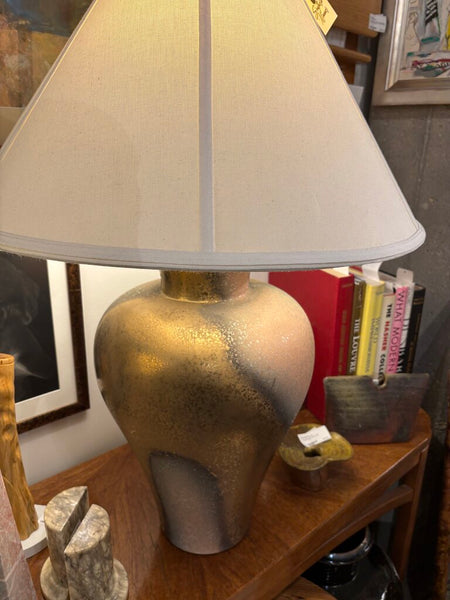MCM oversized gilded RAKU ceramic table lamp-in store pick up only