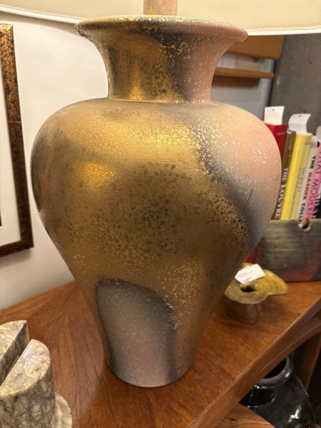 MCM oversized gilded RAKU ceramic table lamp-in store pick up only