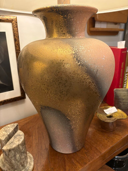 MCM oversized gilded RAKU ceramic table lamp-in store pick up only