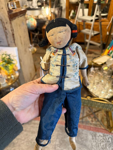Antique handmade Asian doll as found