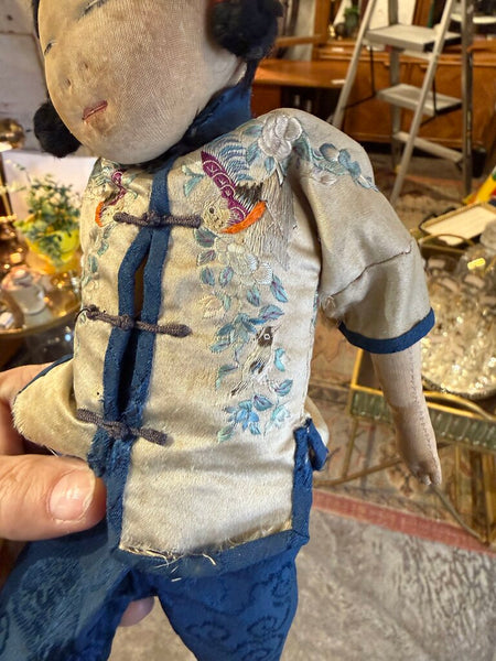 Antique handmade Asian doll as found