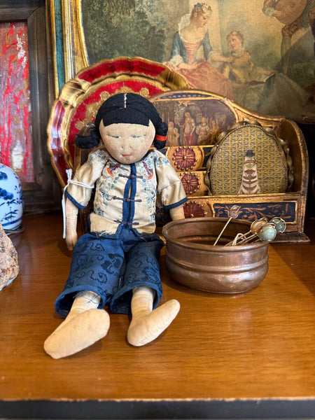 Antique handmade Asian doll as found