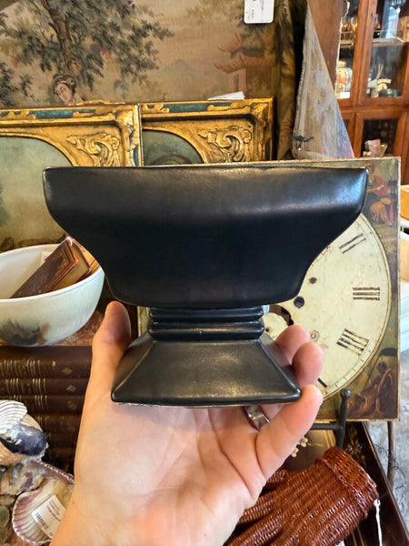 1958 McCoy pottery garden club line black pedestal planter