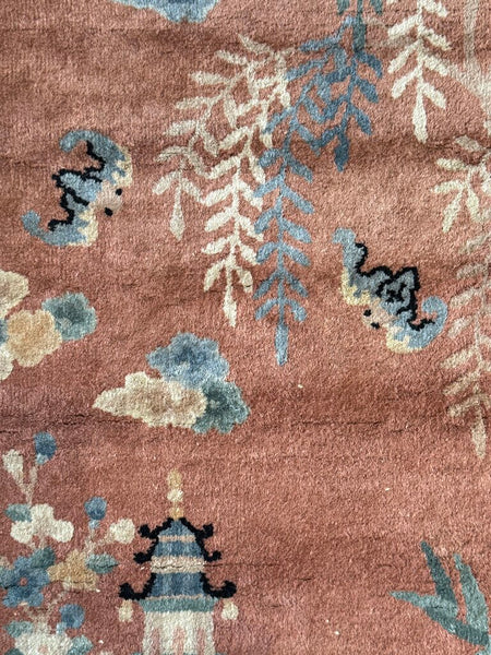 1920-1940 Art Deco Chinese Pagoda Rug 57x36
