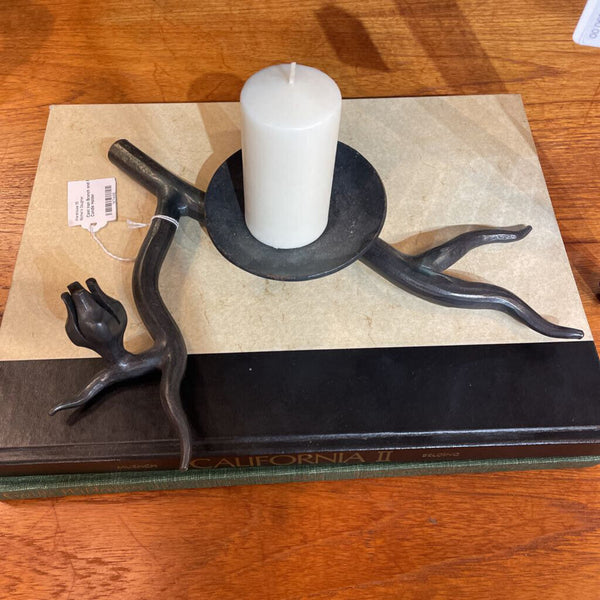 Cast Iron Branch and Flower Candle Holder