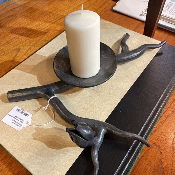 Cast Iron Branch and Flower Candle Holder