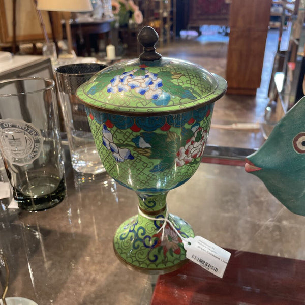 Green Cloissone Lidded Jar