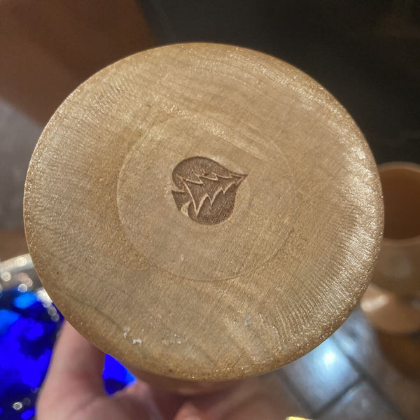 Pair artisan solid maple goblets, 6.5 tall in.)