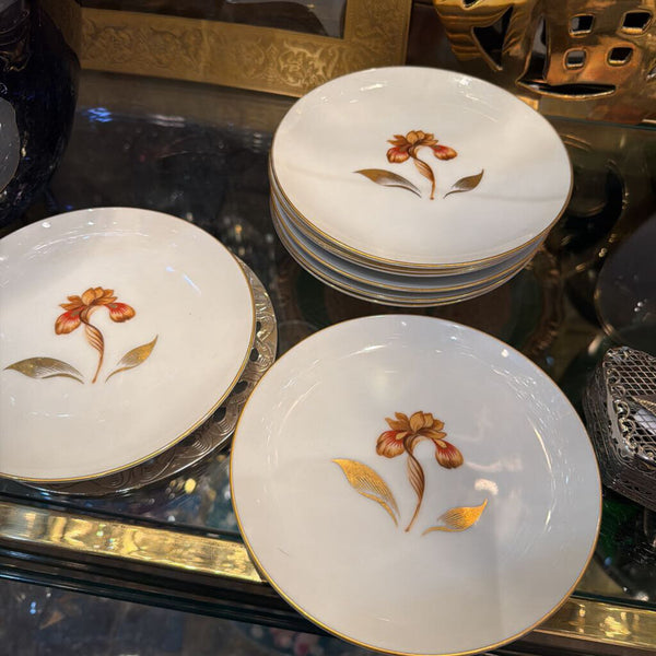 Set of 8 Golden Iris appetizer plate Tosetti of Chicago made in Japan