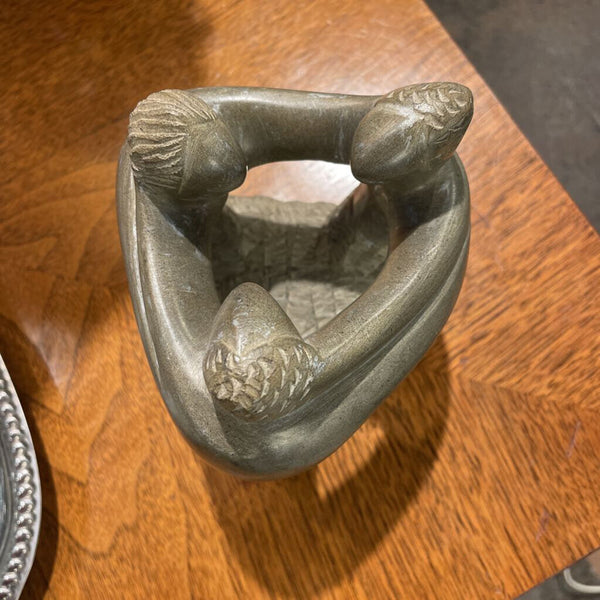 Hand Carved Stone Sculpture with 3 Figures - 5inx5in