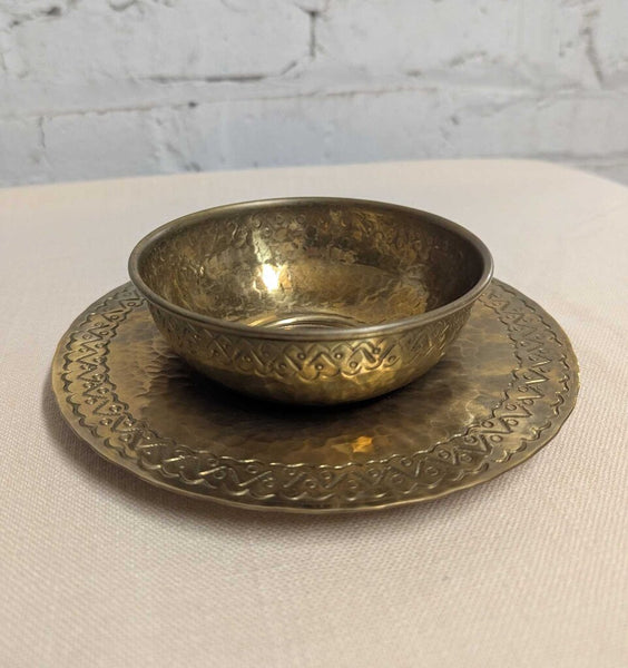 Bohemian Hand-Hammered Brass Bowl & Plate Set LSBJ