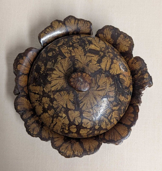 Chrysanthemum Wood Bowl w/ Lid LSBJ