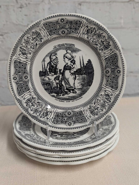 "Le Langage Des Fluers" Set of 6 Transferware Plates LSBJ