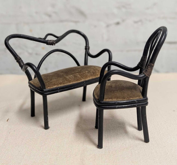 Thonet Style Victorian Dollhouse Set, Settee & Armchair LSBJ
