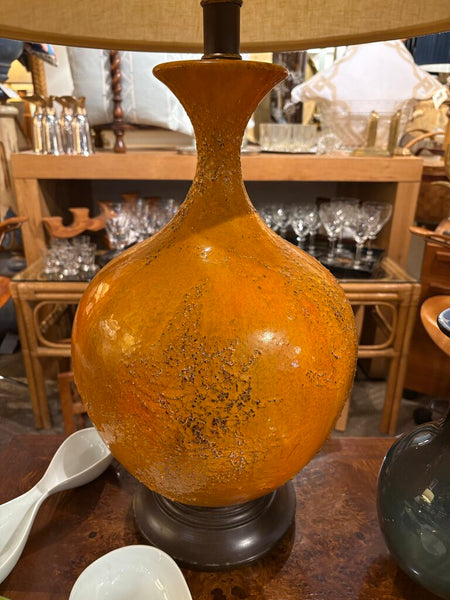 Mcm oversized orange Lava ceramic finish table lamp. In store pick up only