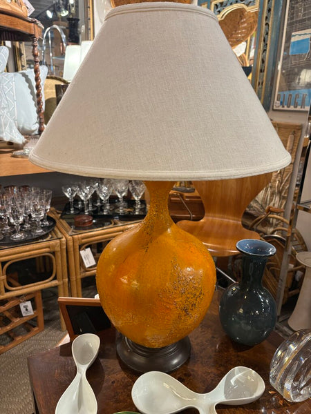 Mcm oversized orange Lava ceramic finish table lamp. In store pick up only