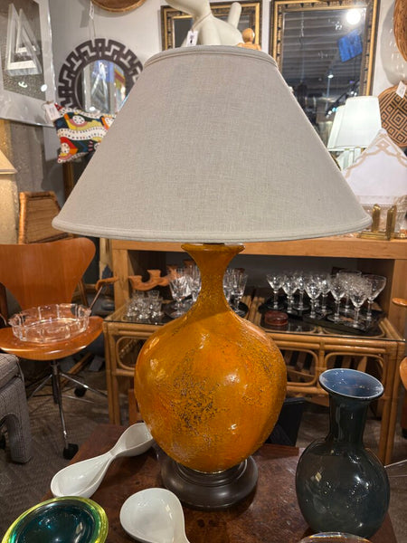 Mcm oversized orange Lava ceramic finish table lamp. In store pick up only