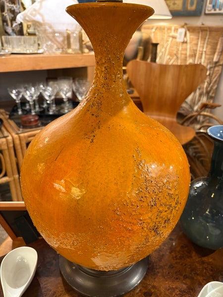 Mcm oversized orange Lava ceramic finish table lamp. In store pick up only