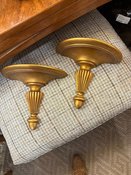 Pair of gold wall brackets