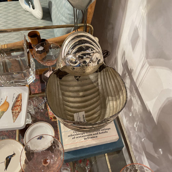 Silver nautilus shell champagne bucket on feet