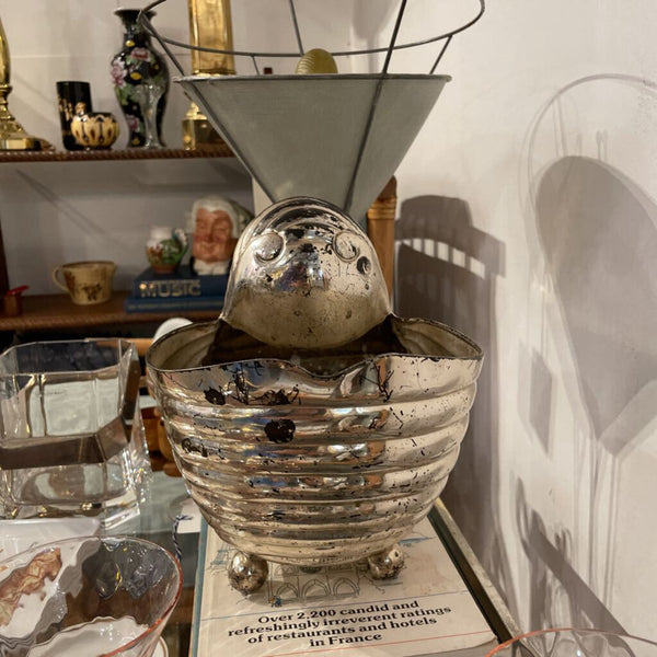 Silver nautilus shell champagne bucket on feet