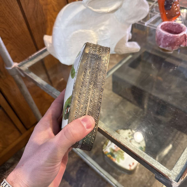 Slvr Plate & Porcelain Chinese Snuff Box LSBJ