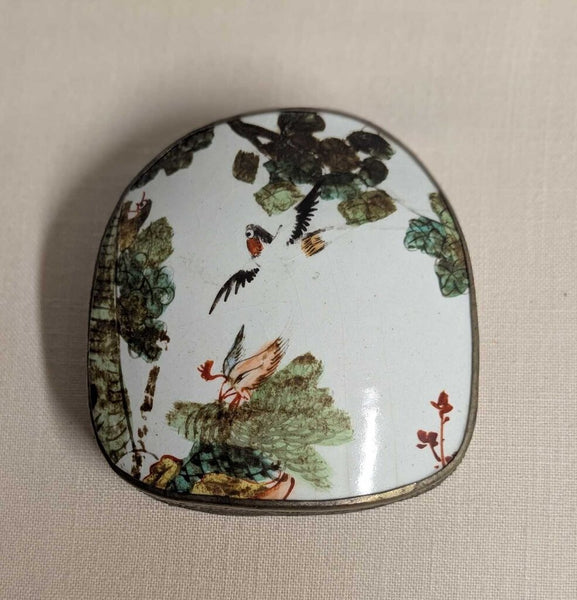 Slvr Plate & Porcelain Chinese Snuff Box LSBJ