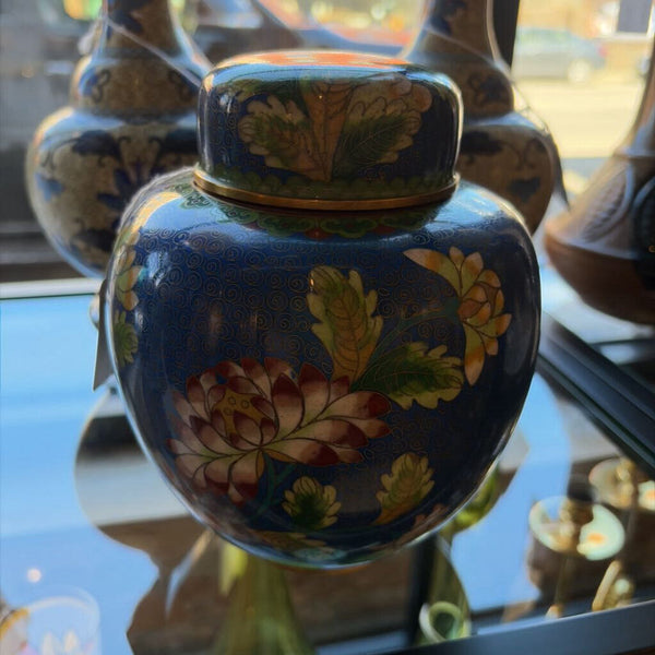 Vintage Chinese Cloisonne Ginger jar 6.75 inch