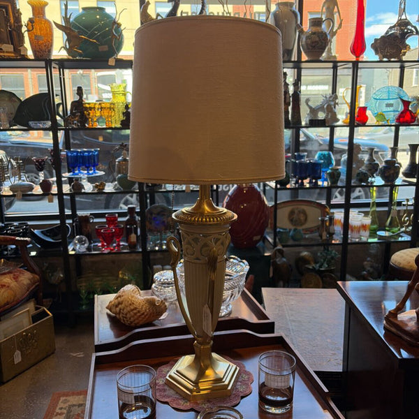 Vintage Lenox and Quoizel brass and china ornate lamp for pick up only 33in tall