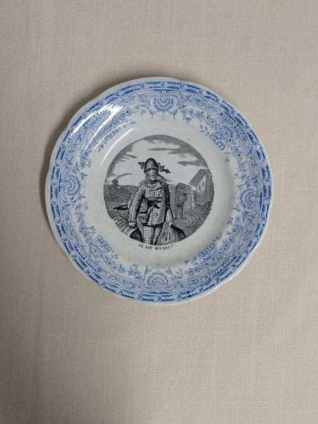 Antique French Talking Plate Transferware - Milady Scene c. 1890 LSBJ