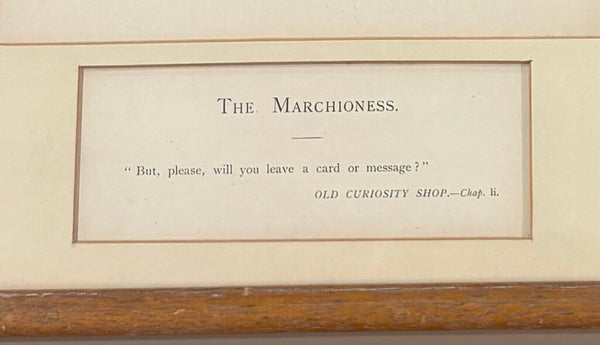 VINTAGE ART PRINT OF CHARLES DICKENS CHARACTER THE MARCHIONESS IN WOODEN FRAME, MATTED AND UNDER GLASS | 14"H X 12"W