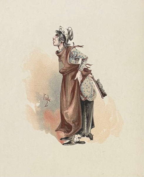 VINTAGE ART PRINT OF CHARLES DICKENS CHARACTER THE MARCHIONESS IN WOODEN FRAME, MATTED AND UNDER GLASS | 14"H X 12"W